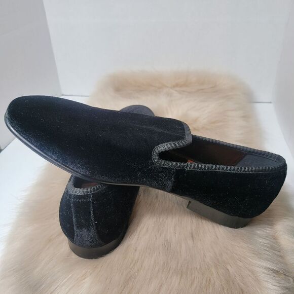 Tallia Tedaldo Men Slip On Smoking Loafers  Bordeaux Black  Velvet Size 10.5